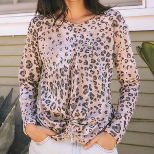 Leopard Print Tied Waist Detail Top